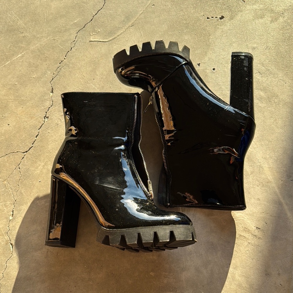 Black Patent Leather Women's Boots